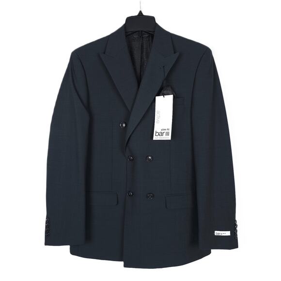 Bar III Men's Slim-Fit Stretch Wool 2-Piece Suit Green Solid 40L 33x32 NWT - Picture 2 of 13